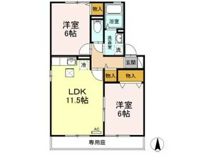 エステート21 A棟(2LDK/1階)の間取り写真