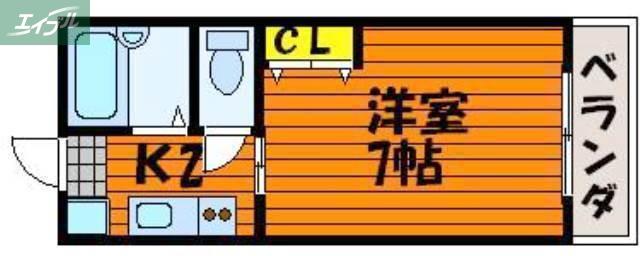 プリメゾン岡山津倉(1K/1階)の間取り写真