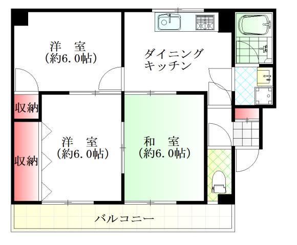 第3福田ビル(3DK/3階)の間取り写真