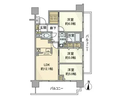 クリオ文京本駒込(3LDK/13階)の間取り写真