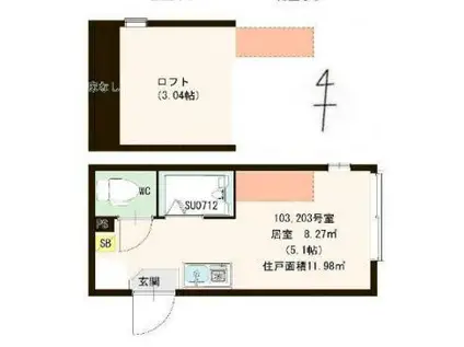 ハーモニーテラス南小岩VII(ワンルーム/1階)の間取り写真