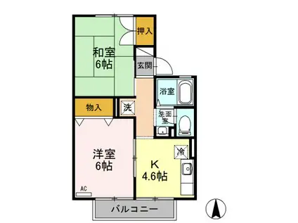 パールハウス A(2K/2階)の間取り写真