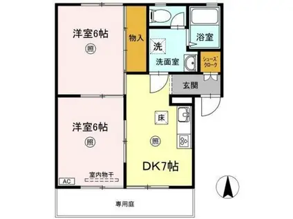 マルベリーM A棟(2DK/1階)の間取り写真