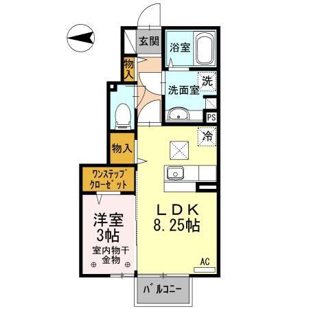 カレンデュラ(1LDK/1階)の間取り写真