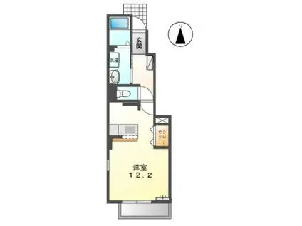 プラシードK(ワンルーム/1階)の間取り写真