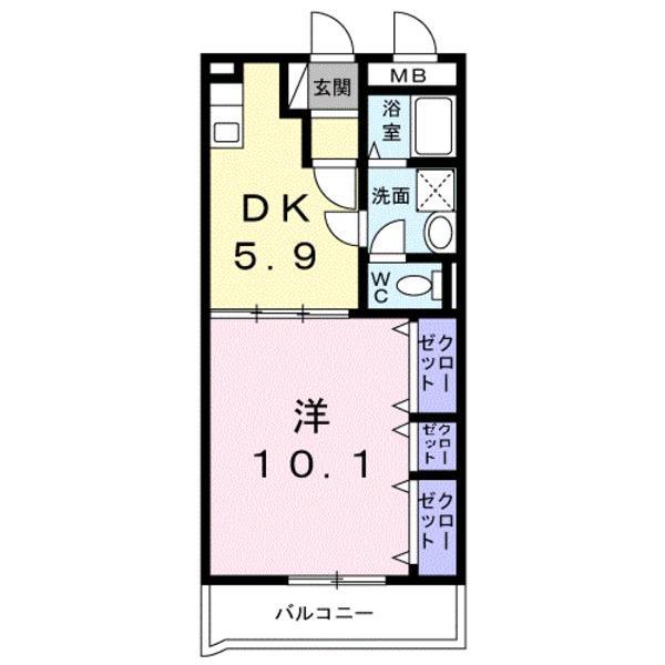 レジデンス辻が花2(1DK/3階)の間取り写真