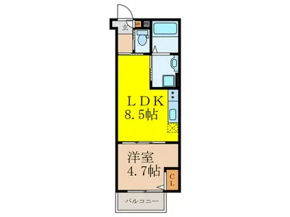 高槻市赤大路共同(1LDK/2階)の間取り写真
