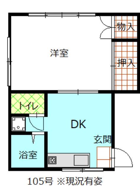 ハイツ上白根(1DK/1階)の間取り写真