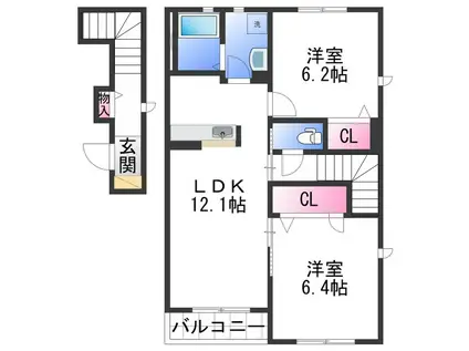 アコーレ神前(2LDK/2階)の間取り写真