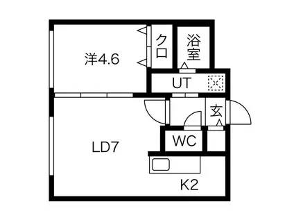 プライムコート発寒南(1LDK/4階)の間取り写真