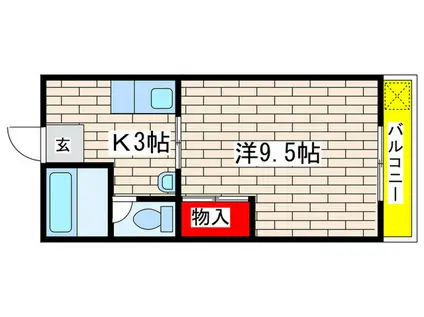 リチェモンテ 向ヶ丘A棟(1K/1階)の間取り写真