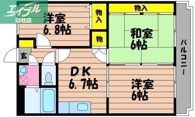 ラ・メゾン ジョワイユーズ(3DK/2階)の間取り写真