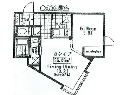 アレーロ高田馬場(1LDK/4階)の間取り写真