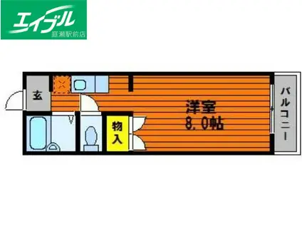 クレセントビルⅡ(1K/3階)の間取り写真