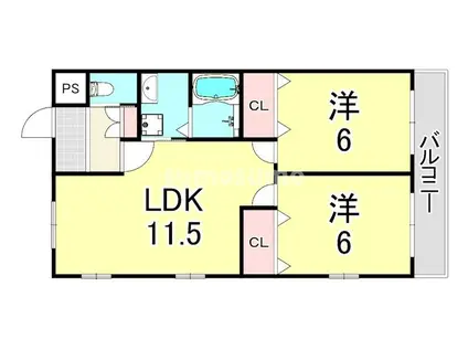 ミラージュ食満(2LDK/2階)の間取り写真