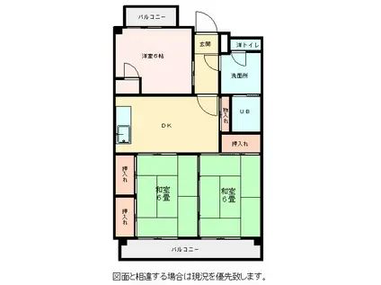 サンフラワー博多南(3DK/4階)の間取り写真