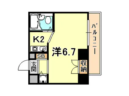 ハーバーヒル大倉山(1K/5階)の間取り写真