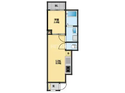 エアリア多良見中里(1LDK/1階)の間取り写真