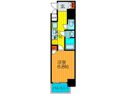 レジュールアッシュPREMIUM TWIN-II(1K/2階)の間取り写真