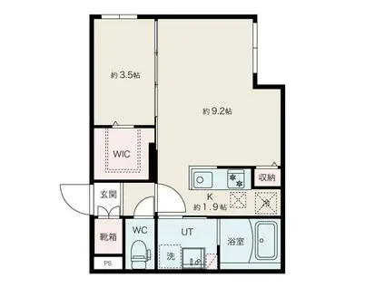 アルファスクエア平岸イースト(1LDK/2階)の間取り写真
