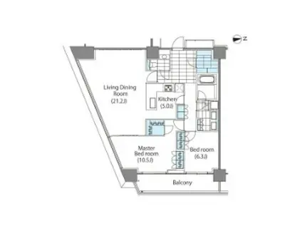 コンフォリア新宿イーストサイドタワー(2LDK/26階)の間取り写真
