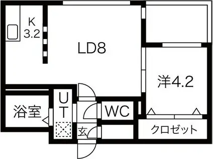 BLANC BONHEUR N14(1LDK/1階)の間取り写真
