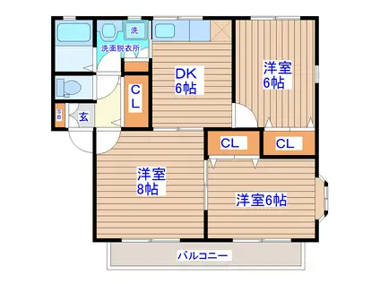 ファミーユ上飯田II番館(3DK/2階)の間取り写真