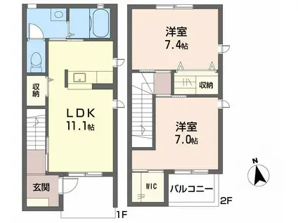 グランマスト郷B(2LDK/1階)の間取り写真
