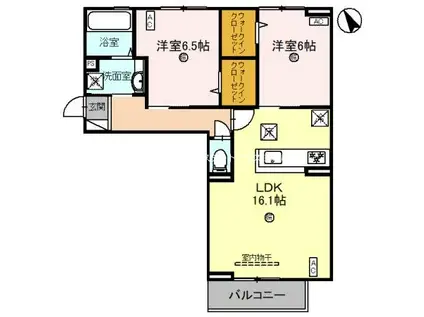 グランコンフォール神ノ川(2LDK/1階)の間取り写真