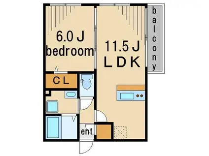 アイリスガーデン(1LDK/2階)の間取り写真