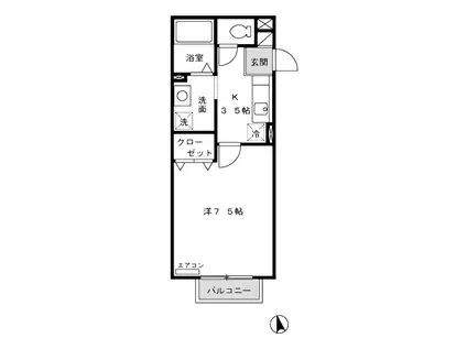 グレース富士見台(1K/1階)の間取り写真
