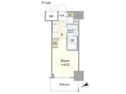 エスリード神戸ハーバークロス(1K/5階)の間取り写真