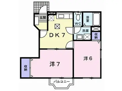 リバーサイドパレス松陽(2DK/1階)の間取り写真