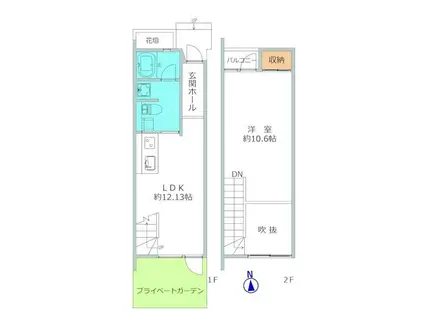 メゾンクレール(1LDK/2階)の間取り写真