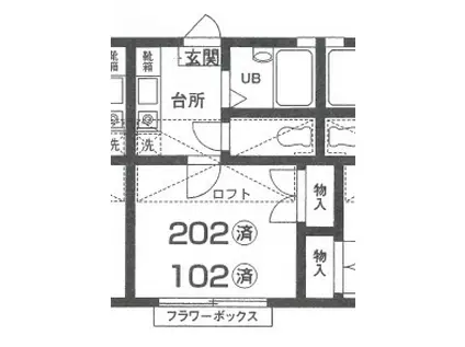 ルージュ(1K/2階)の間取り写真