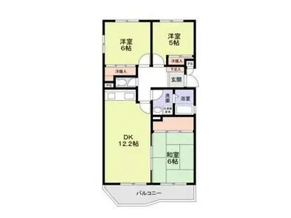 百合ヶ丘社宅(3LDK/1階)の間取り写真