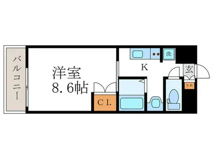 ラグゼナ梅小路京都西(1K/7階)の間取り写真