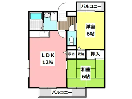 フォーチュンIV(2LDK/1階)の間取り写真