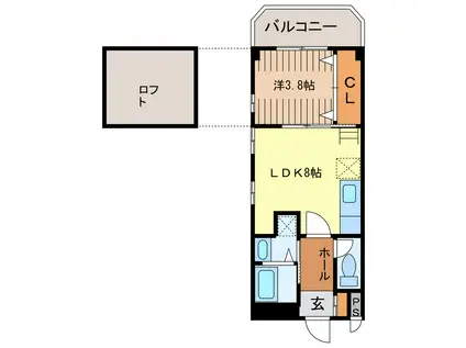 ソルエステ(1LDK/2階)の間取り写真