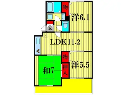 サンフィールド松戸(3LDK/2階)の間取り写真