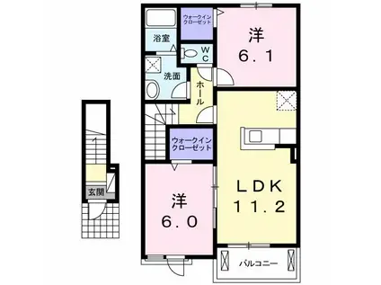 レイナ I(2LDK/2階)の間取り写真