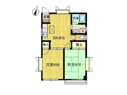 ファミーユ市川(2DK/2階)の間取り写真