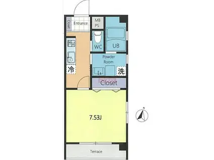 ゼフィーロ代々木公園(1K/3階)の間取り写真