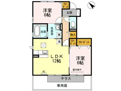 プレール城東(2LDK/1階)の間取り写真