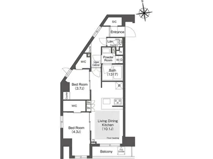 コンフォリア・リヴ西葛西(2LDK/4階)の間取り写真