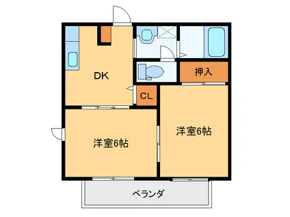 ピュアマーブル(2DK/2階)の間取り写真