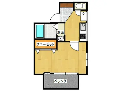 グリーンサイドアイエス(1K/1階)の間取り写真