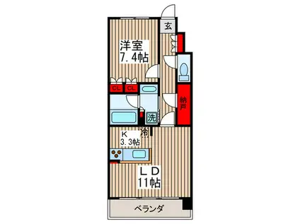 エスティメゾン豊洲レジデンス(1LDK/7階)の間取り写真
