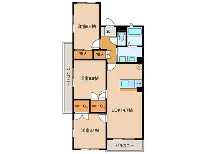 東海道新幹線 浜松駅 徒歩28分 5階建 築19年(3LDK/2階)の間取り写真