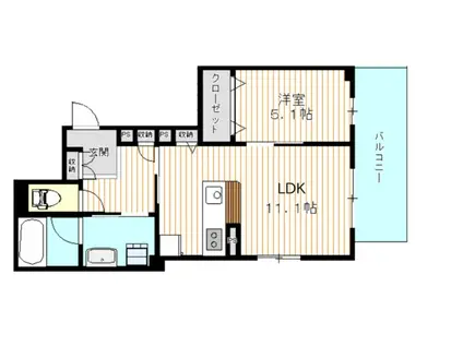 ジュヌ メナージュ(1LDK/2階)の間取り写真